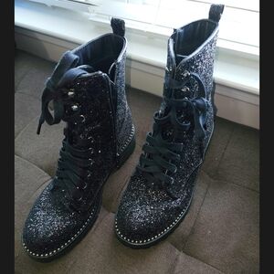 Women's Glitter Lace Up Boots